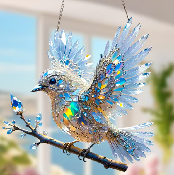 🐦✨Akrylová mořidlová umělecká ozdoba s motivem nebeského modrého ptáka